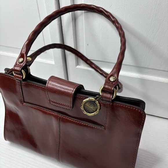 PATRICIA NASH Cognac Brown Leather Satchel Handbag Purse - Picture 3 of 7